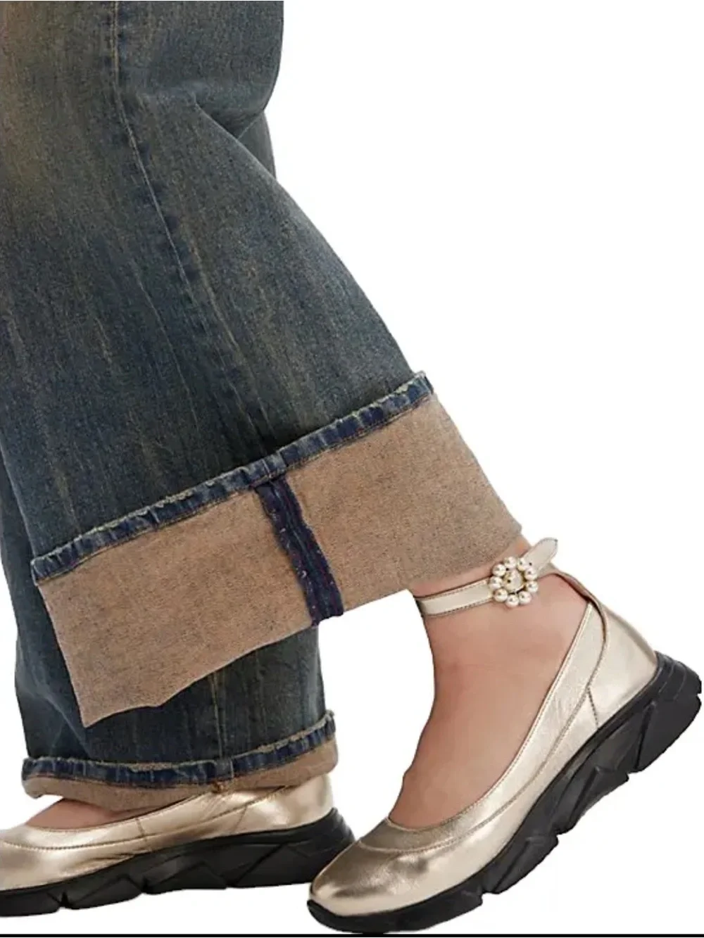 Free people Adventure leather Ballet Sneakers in gold